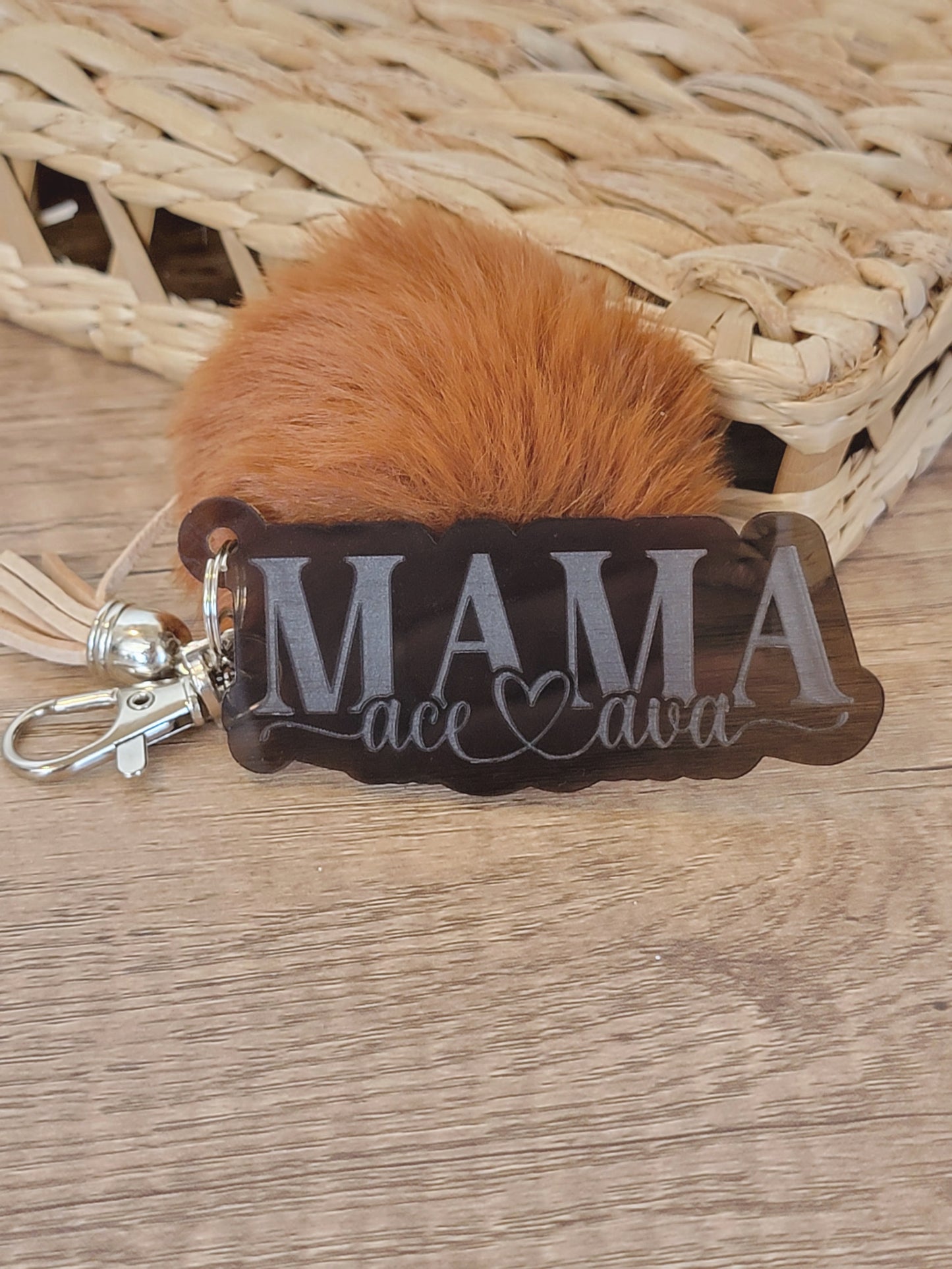 Engraved Mama keychain — alternate view