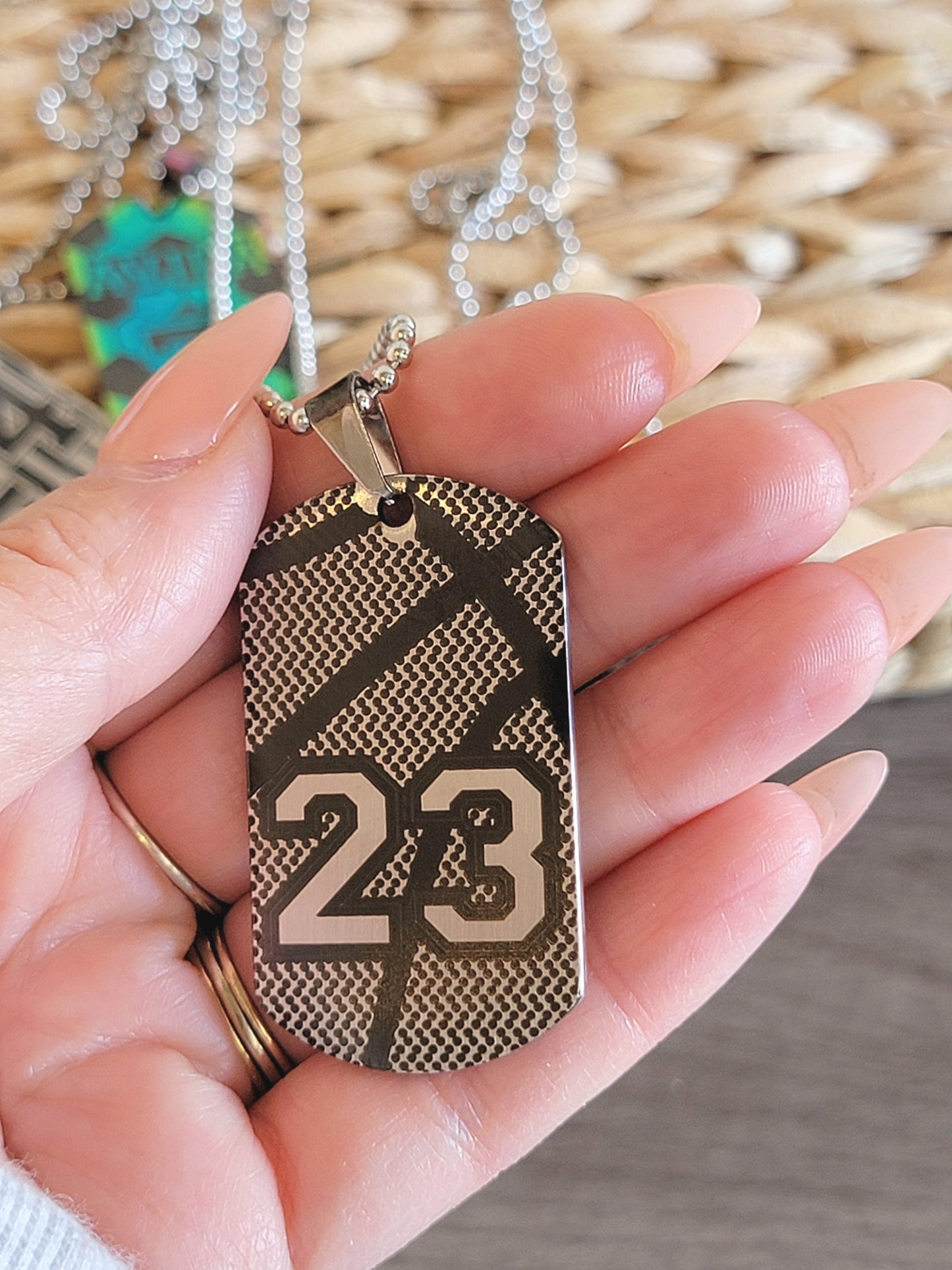 Engraved Sports Dog Tag Necklaces