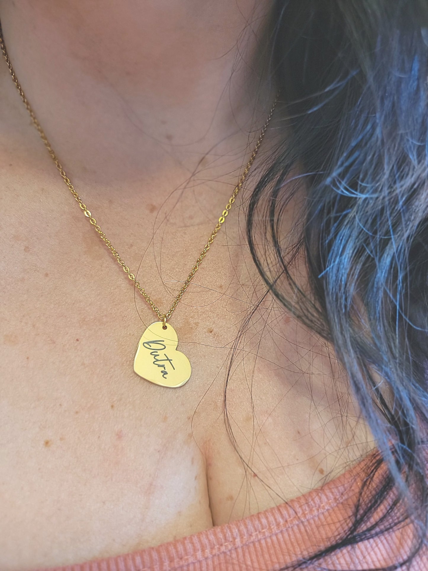 Personalized Gold Heart Necklace