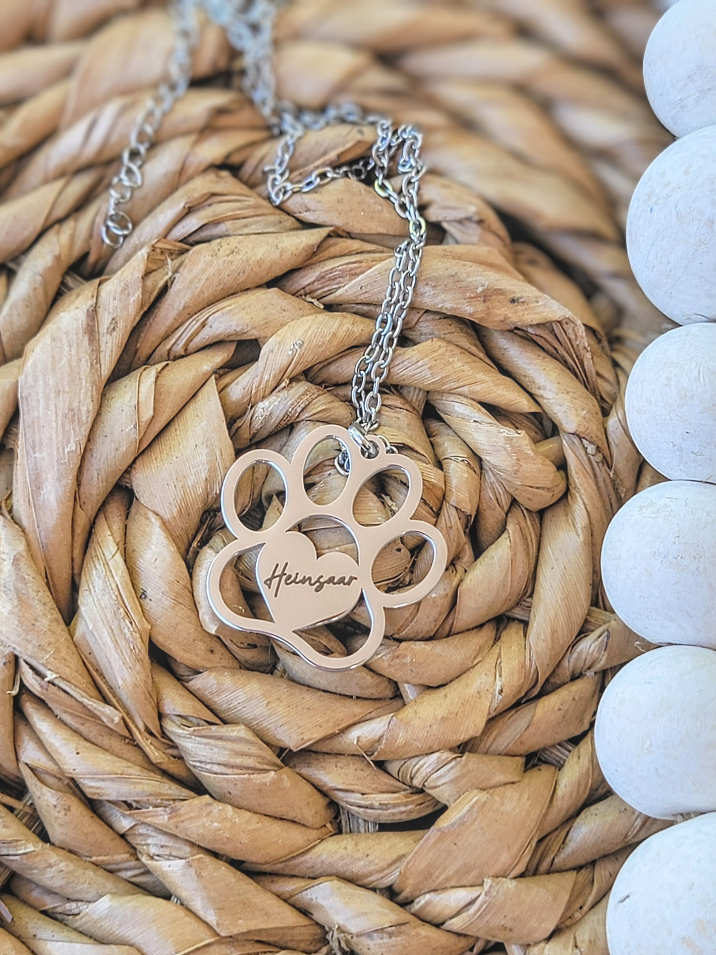 Personalized Paw Heart Necklace