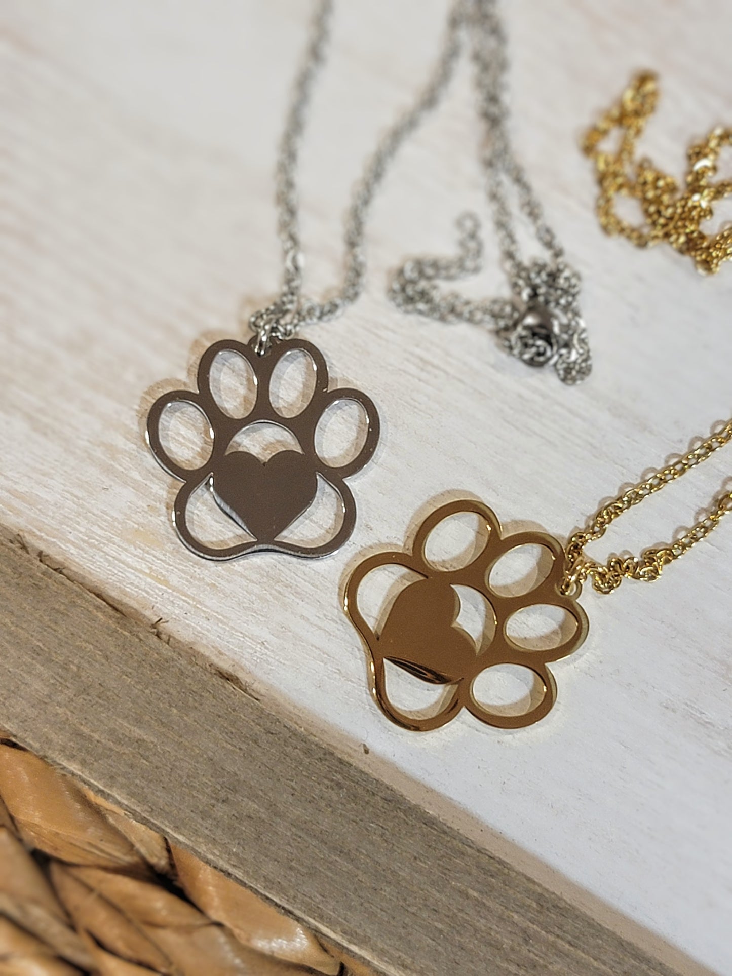 Personalized Paw Heart Necklace