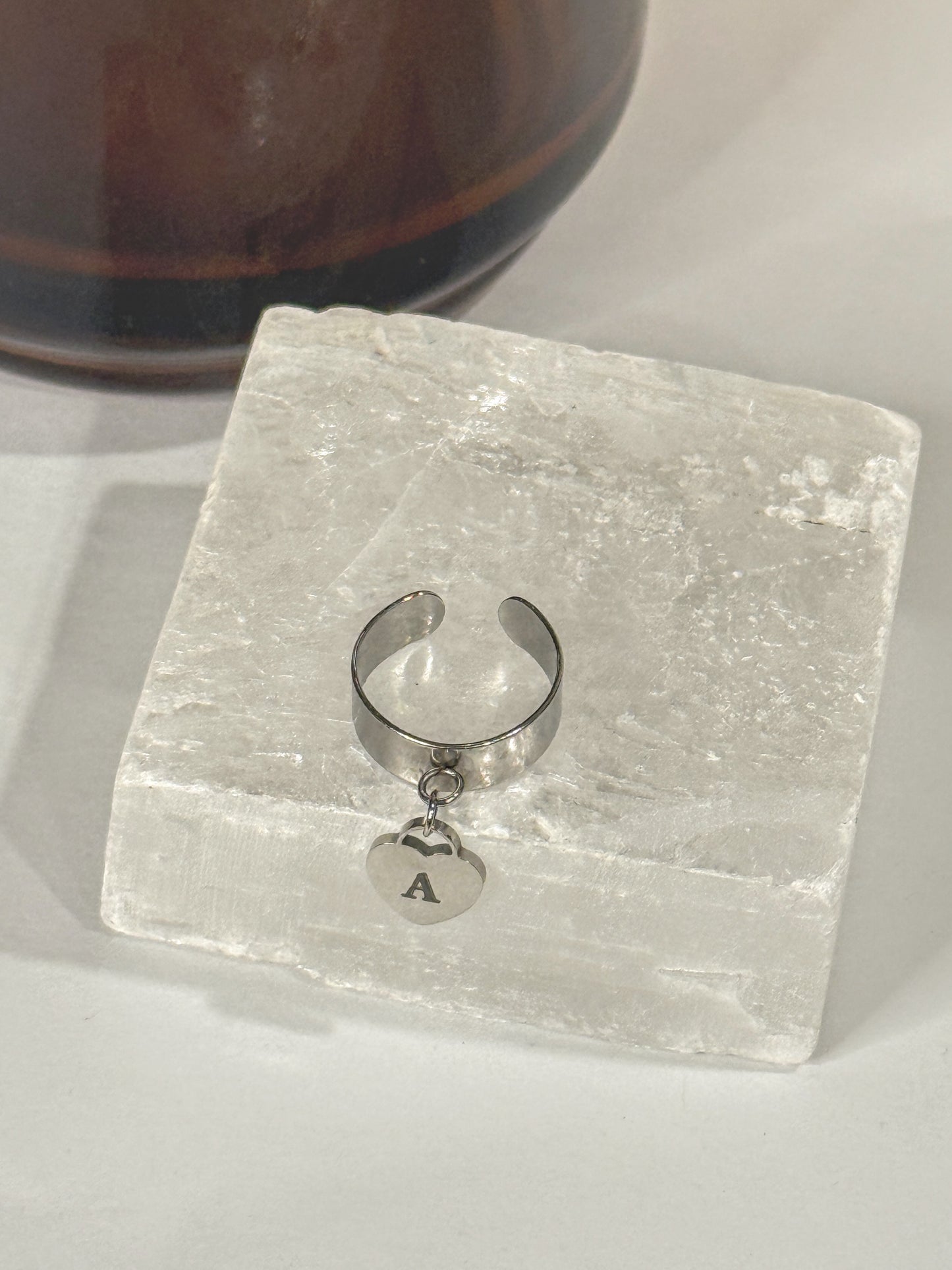 Personalized dangling heart ring - lifestyle photo