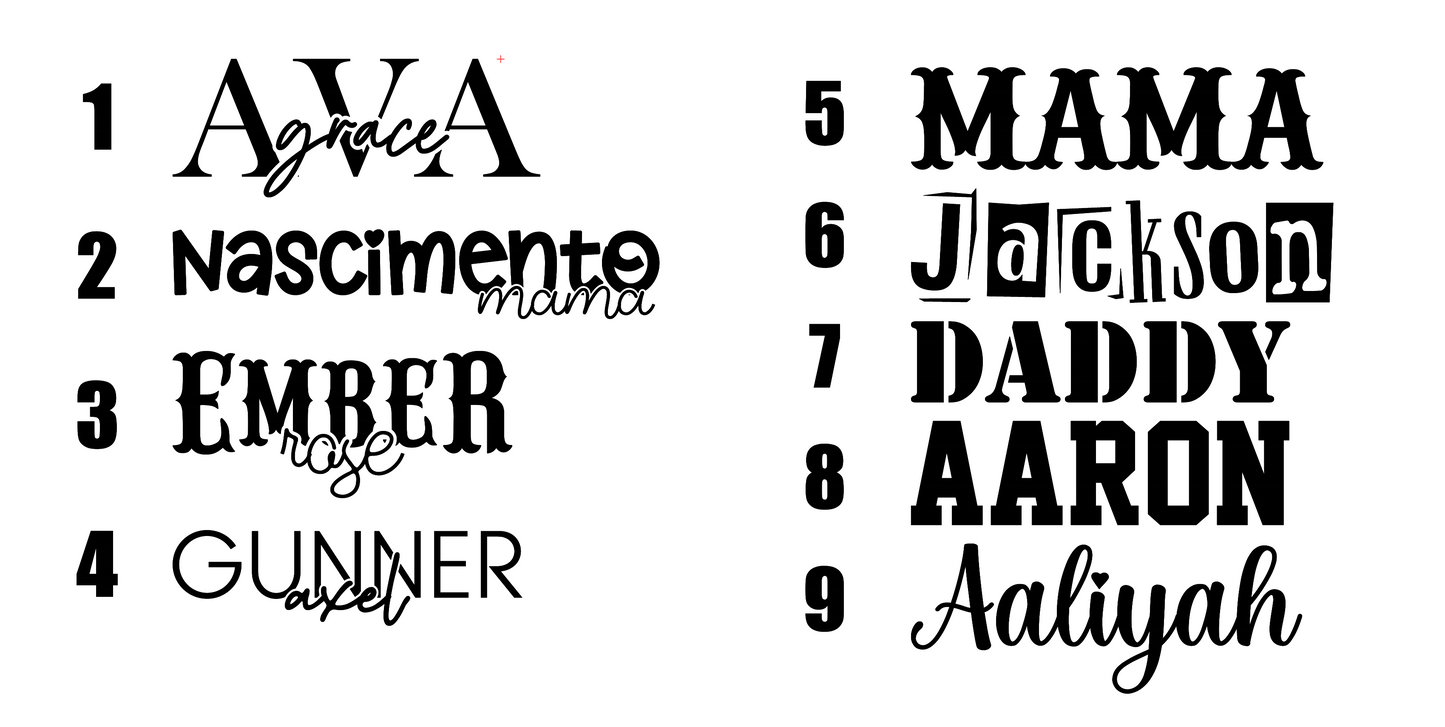 Personalized tumbler color and style options chart