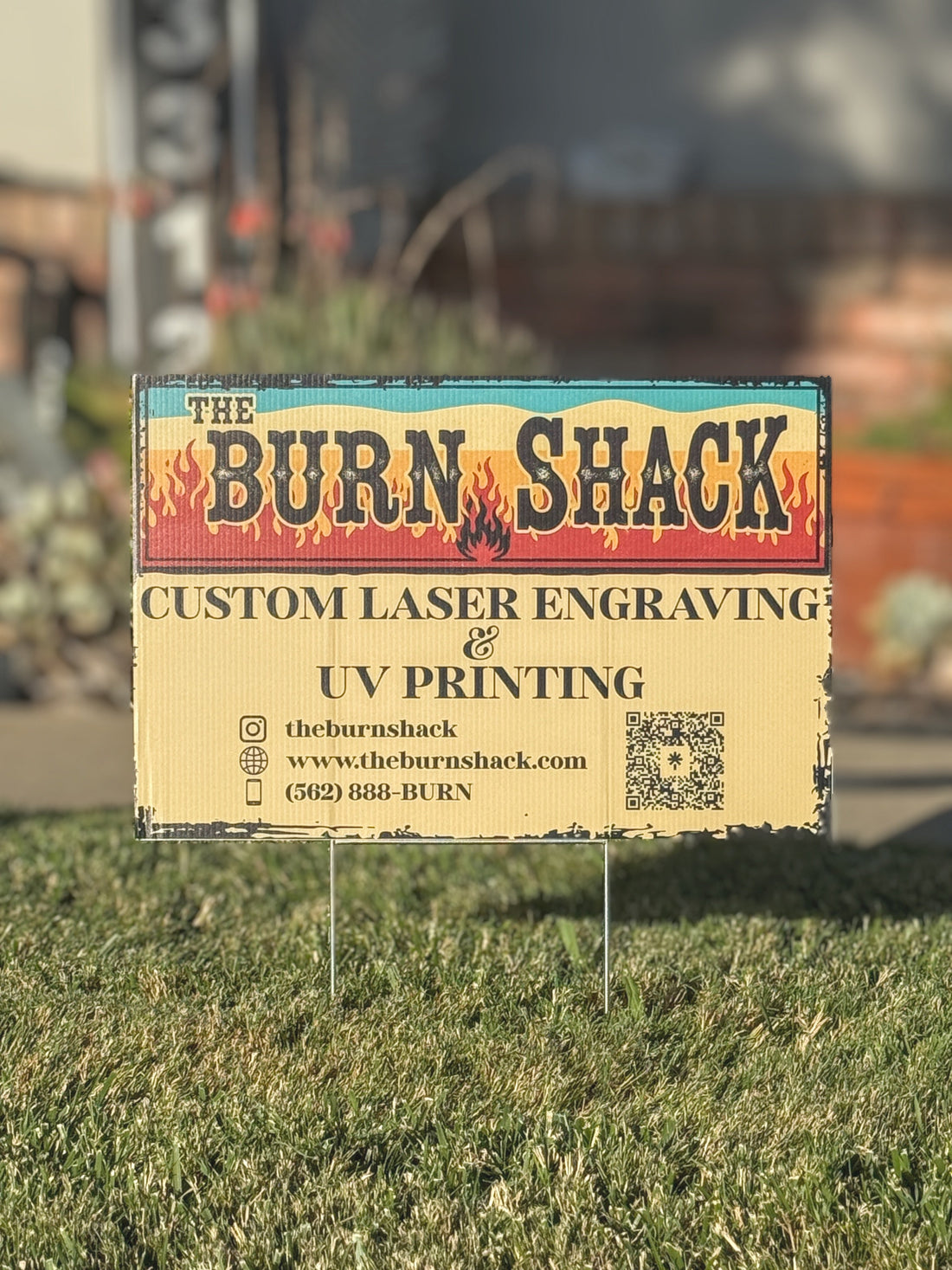 Custom UV-printed coroplast yard sign for real estate agents — The Burn Shack, Denair CA