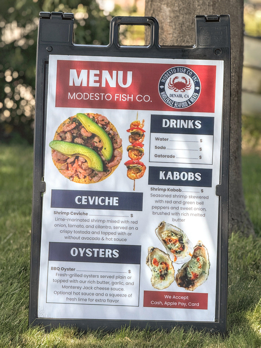 UV printed A-frame sign for outdoor business advertising — custom real estate signage by The Burn Shack, Denair CA