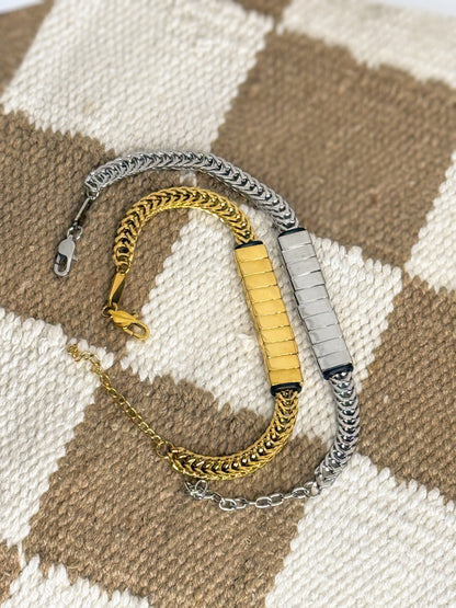 Men's sliding charm bracelet on wrist