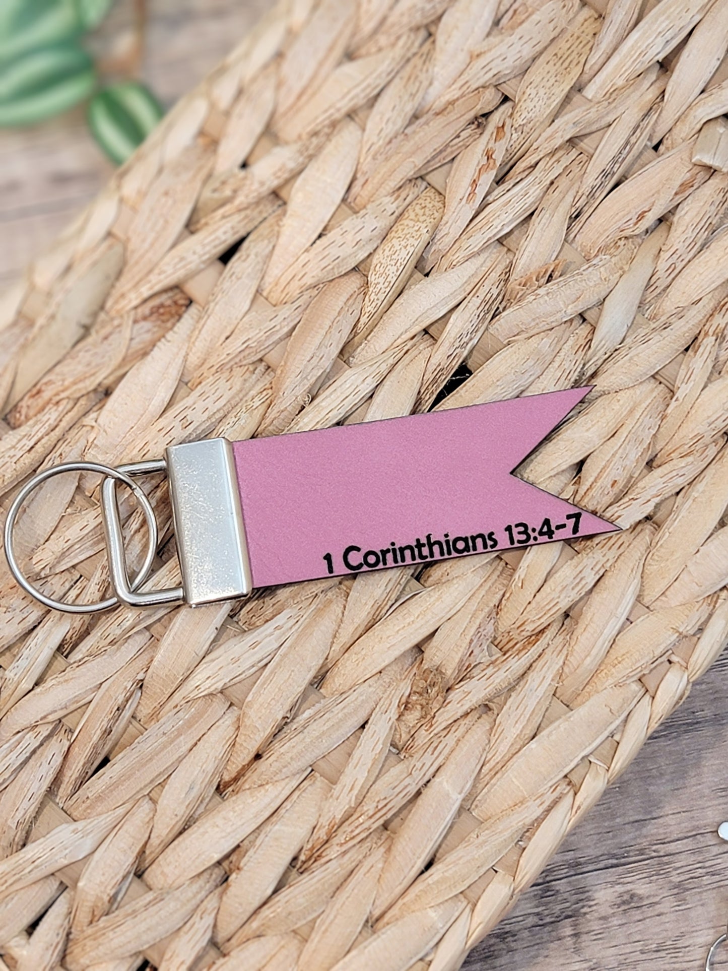 Engraved Vegan Leather Keychain