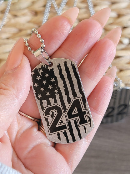 Engraved Sports Dog Tag Necklaces