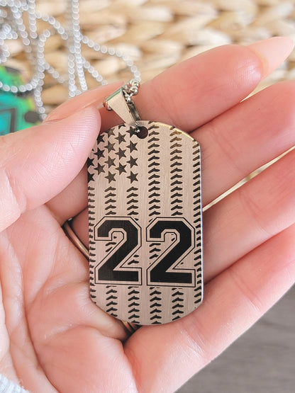 Engraved Sports Dog Tag Necklaces