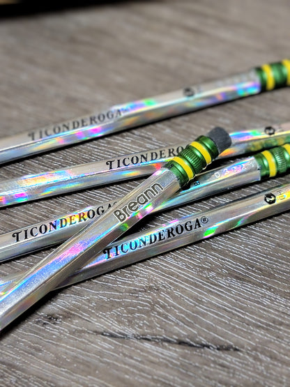 Engraved Pencils- Silver Holographic