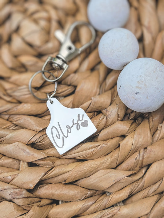 Cattle tag style keychain personalized