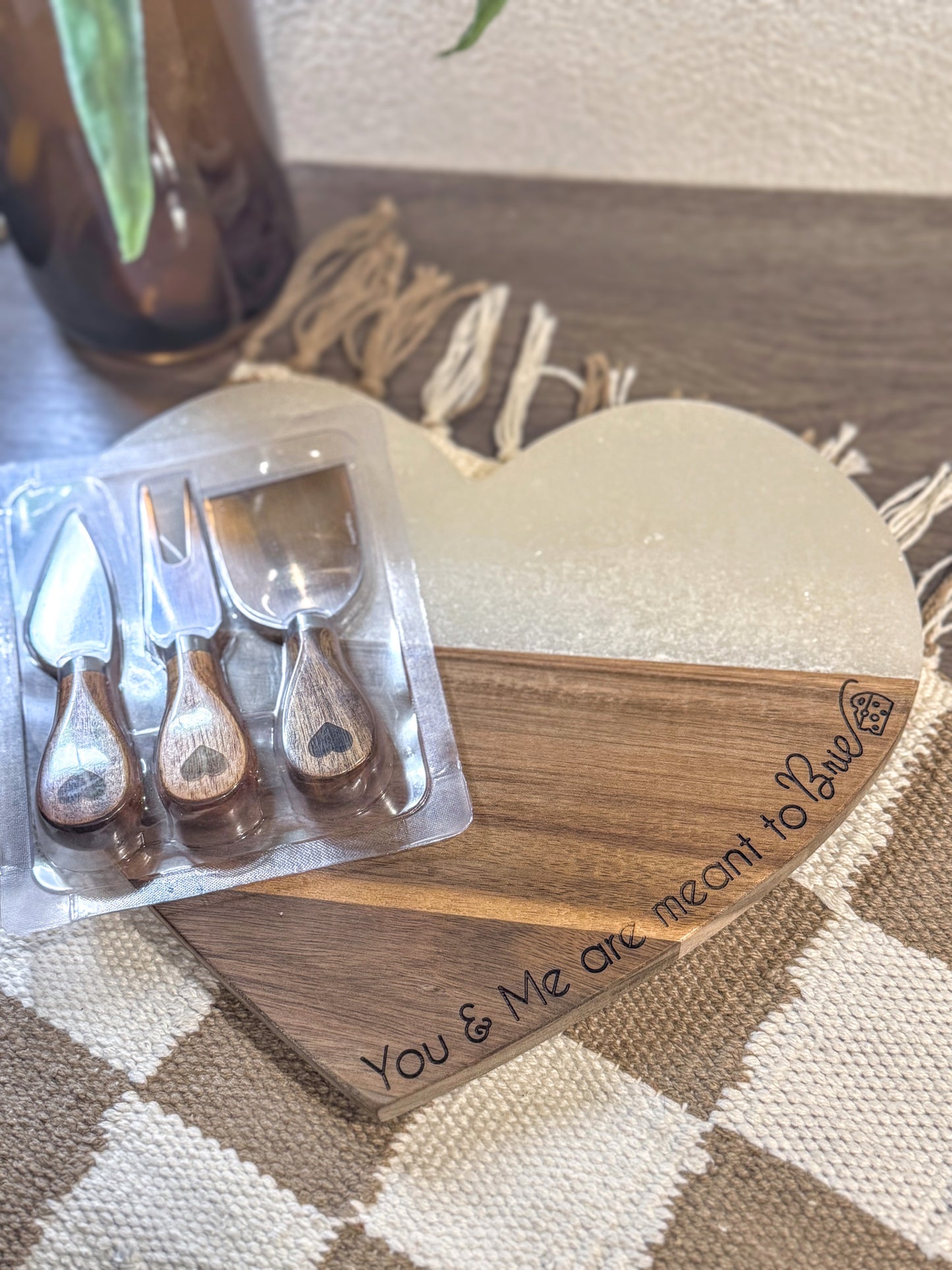 Personalized marble cheese board with engraved couple's names