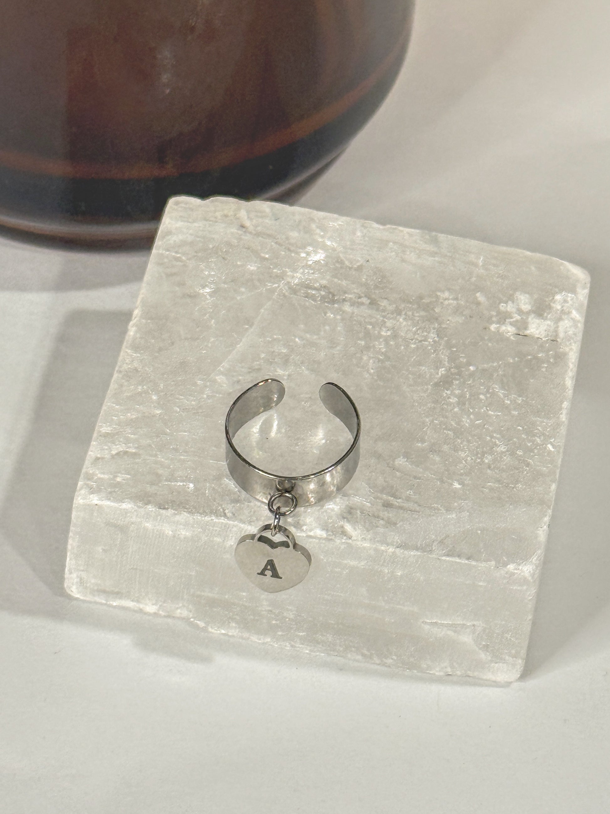 Personalized dangling heart ring - lifestyle photo
