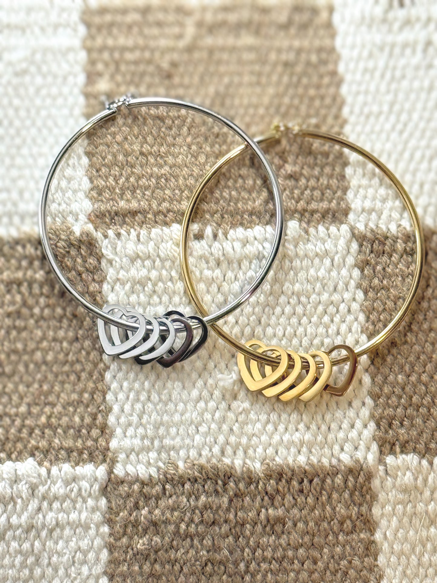 Open heart bangle bracelet - close-up detail