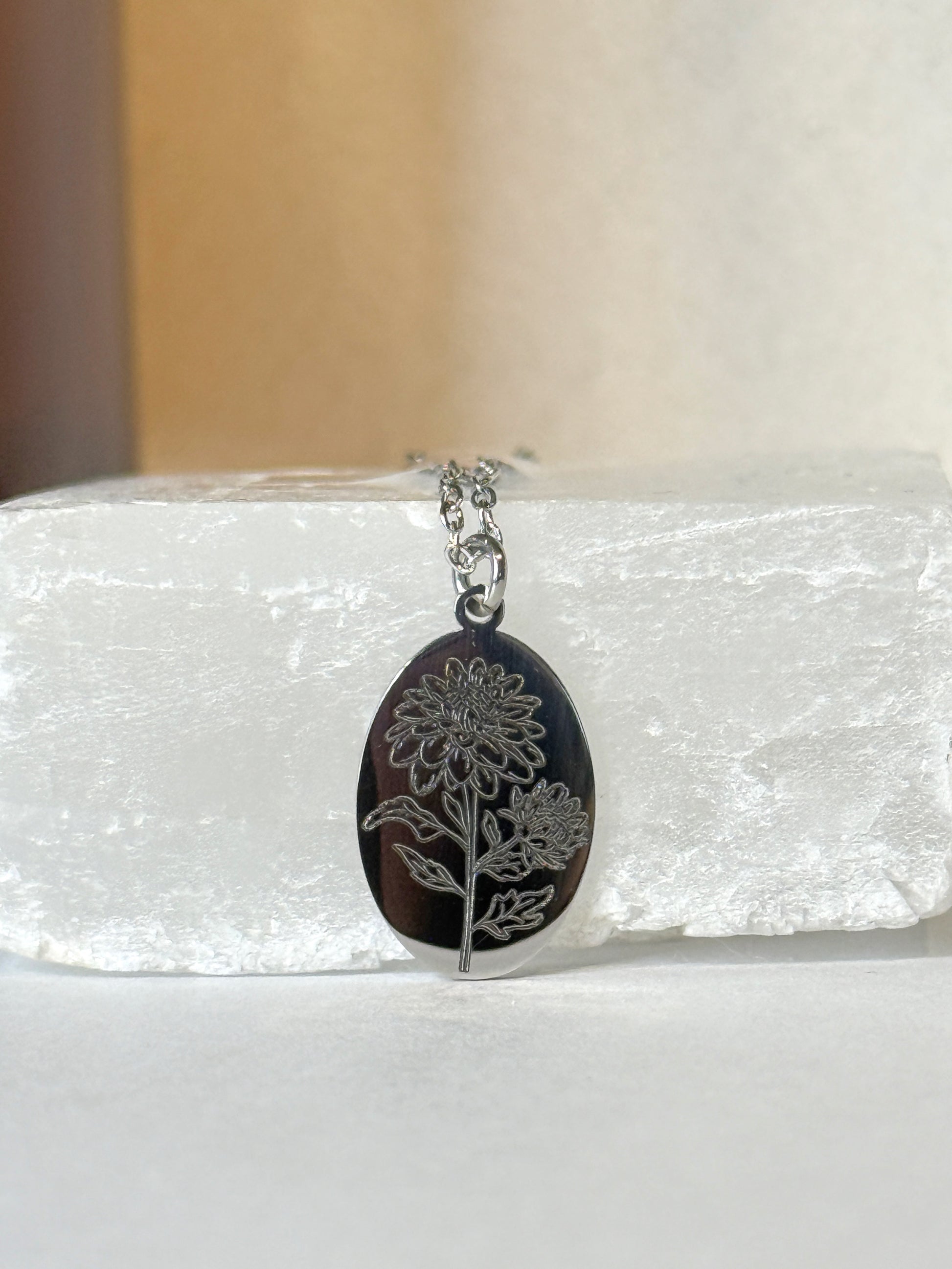 Dainty oval charm necklace with engraved initial