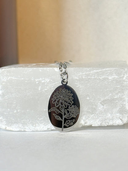 Dainty oval charm necklace with engraved initial