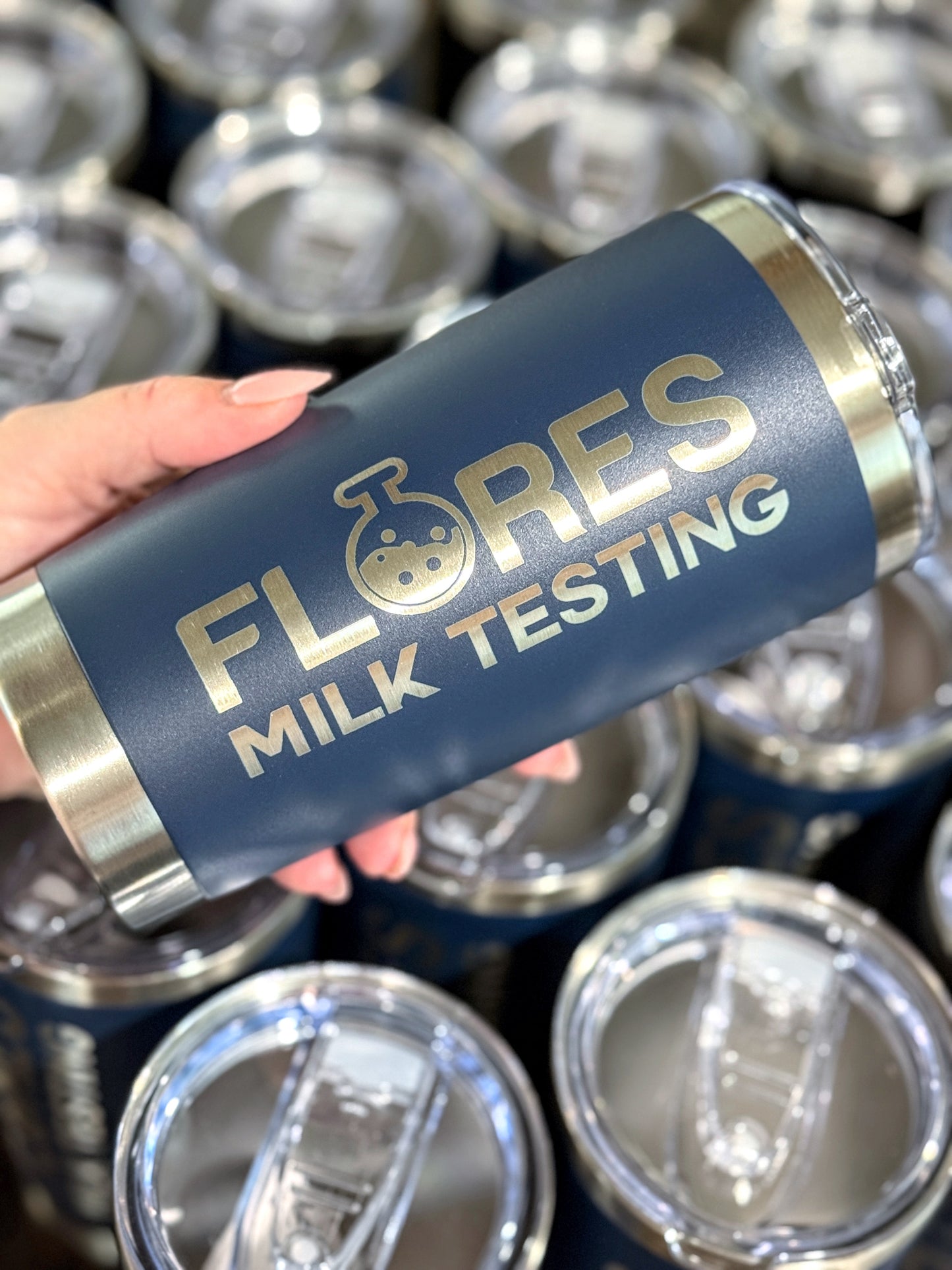 Custom laser engraved bulk tumblers with company logo