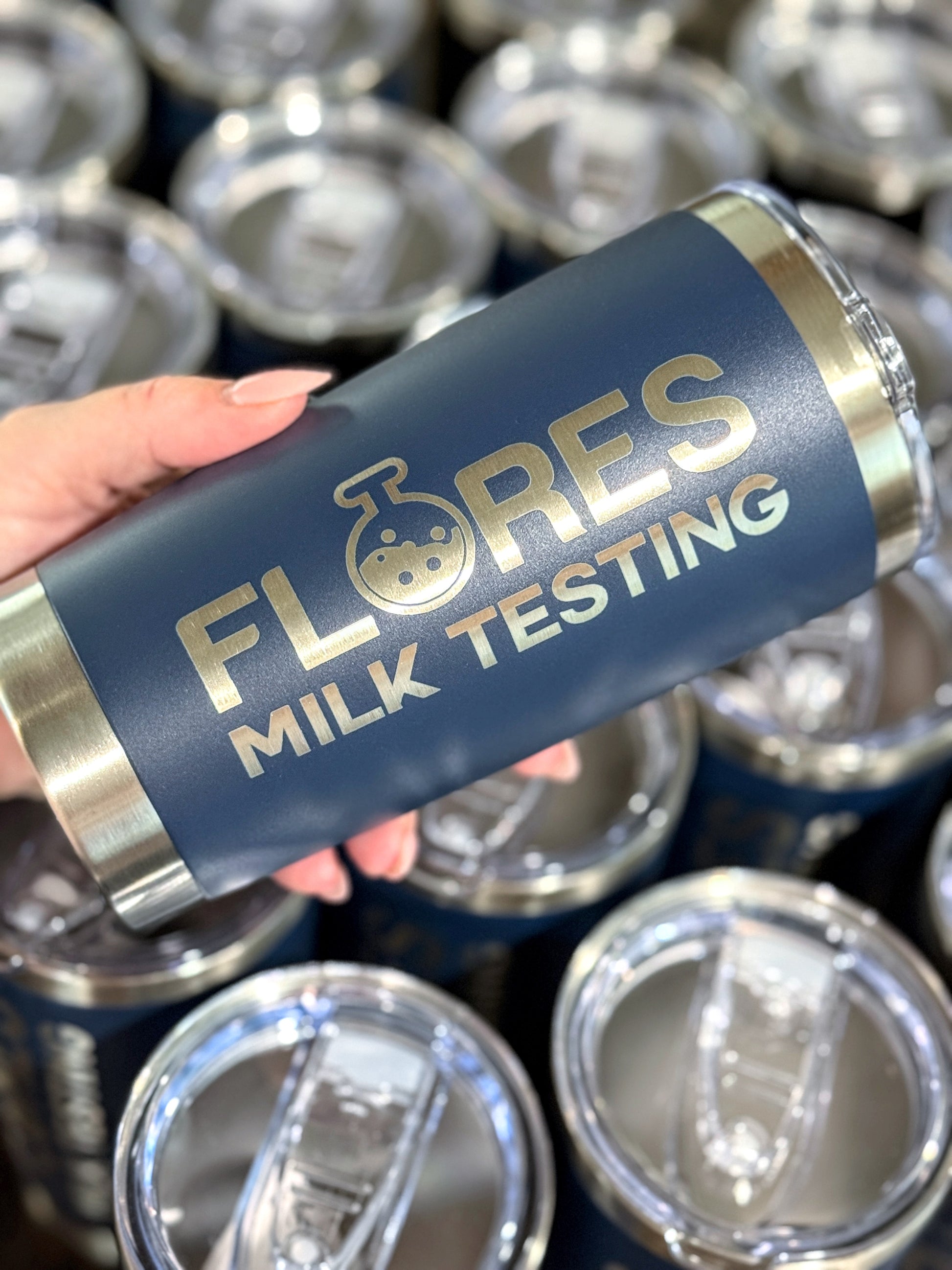 Custom laser engraved bulk tumblers with company logo