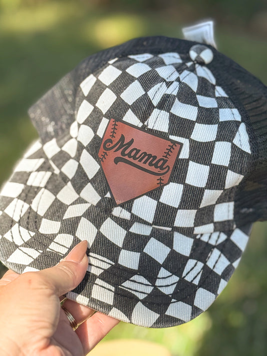 Checkered Baseball Mama