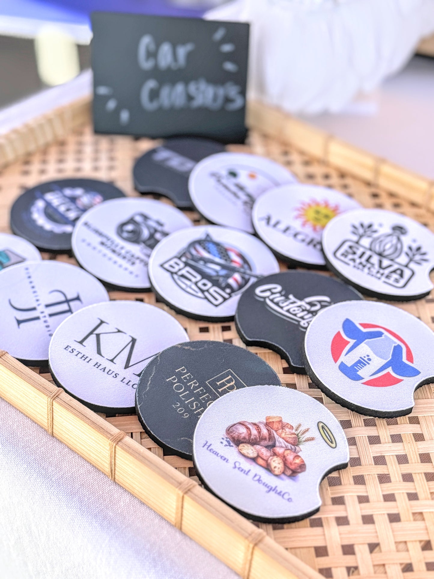 Custom UV Printed Neoprene Car Coasters | Personalized Logo Cup Holder