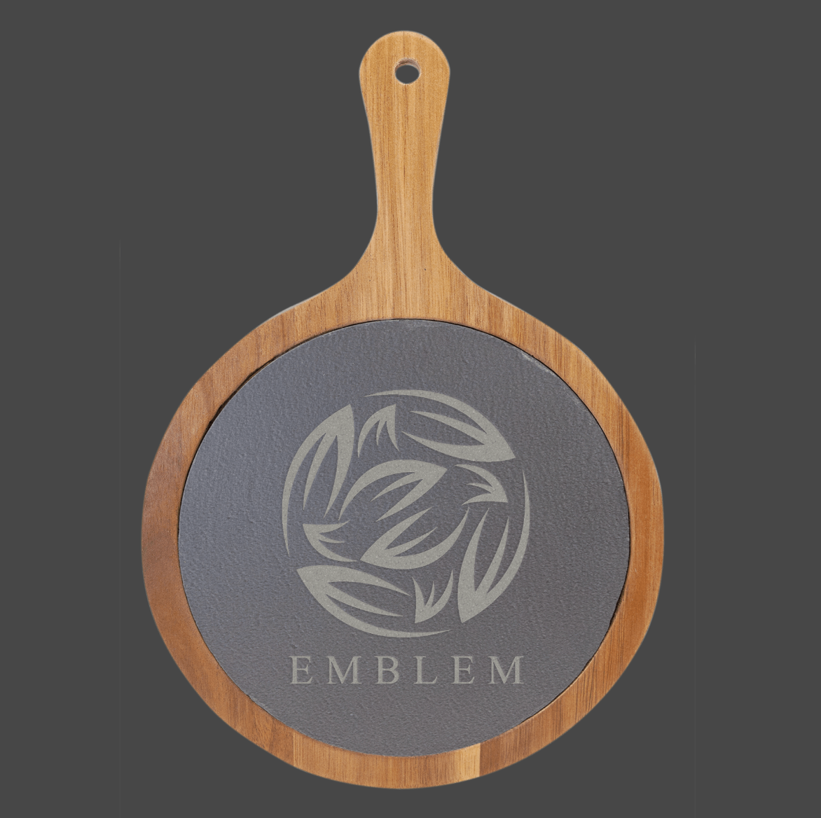 Laser Engraved Round Acacia Serving Board | Custom Logo Corporate Gift