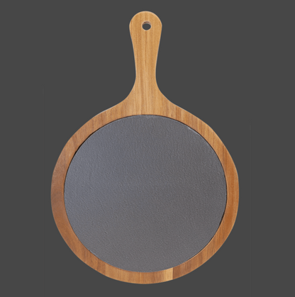 Laser Engraved Round Acacia Serving Board | Custom Logo Corporate Gift