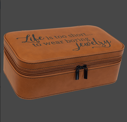 Vegan Leather Travel Jewelry Box Large | Custom Engraved Corporate Gift