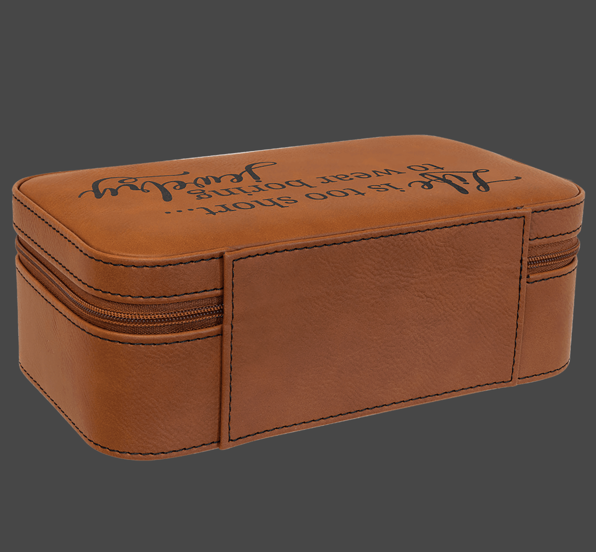 Vegan Leather Travel Jewelry Box Large | Custom Engraved Corporate Gift