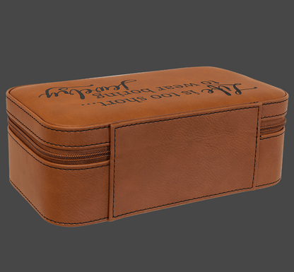 Vegan Leather Travel Jewelry Box Large | Custom Engraved Corporate Gift