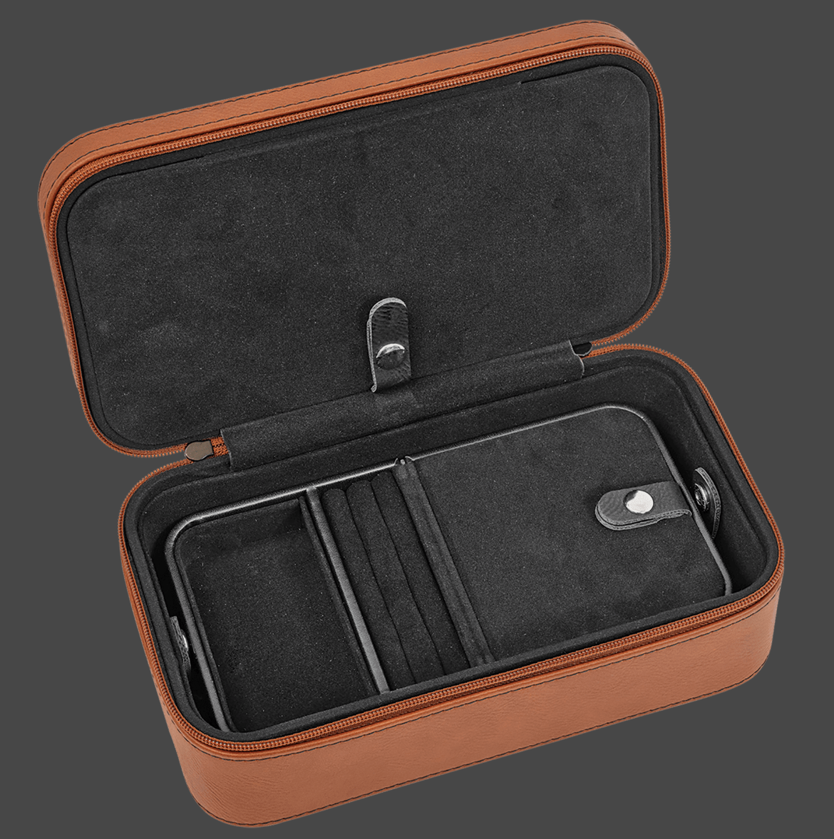 Vegan Leather Travel Jewelry Box Large | Custom Engraved Corporate Gift