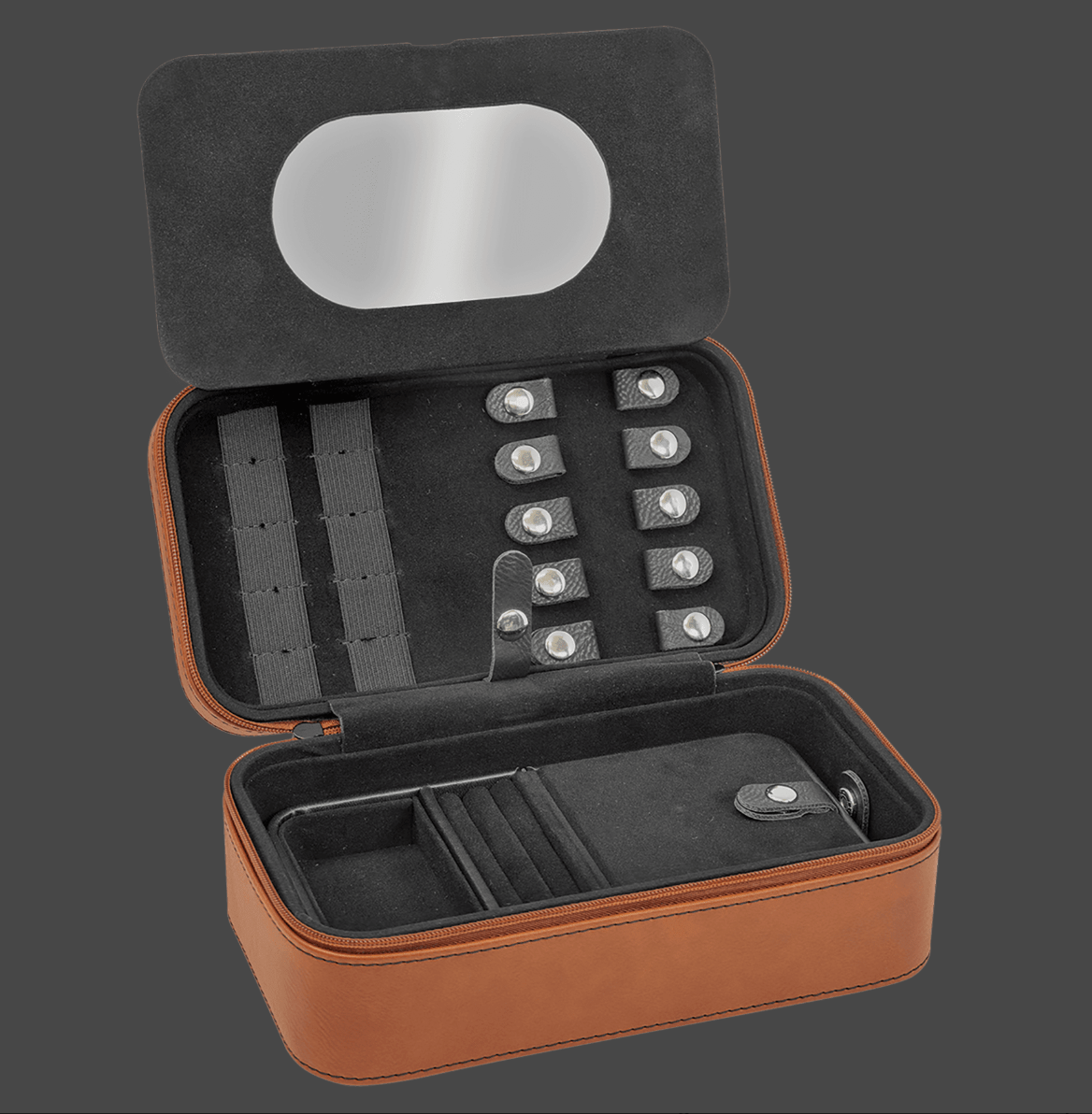 Vegan Leather Travel Jewelry Box Large | Custom Engraved Corporate Gift