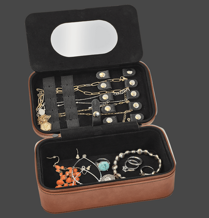 Vegan Leather Travel Jewelry Box Large | Custom Engraved Corporate Gift