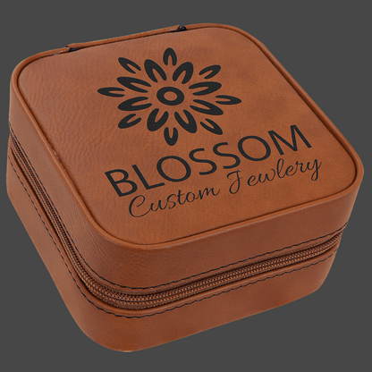 Vegan Leather Travel Jewelry Box Small | Custom Engraved Corporate Gift