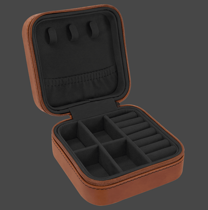 Vegan Leather Travel Jewelry Box Small | Custom Engraved Corporate Gift