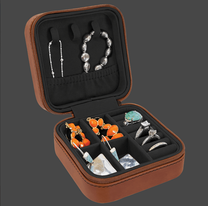 Vegan Leather Travel Jewelry Box Small | Custom Engraved Corporate Gift