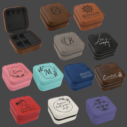 Vegan Leather Travel Jewelry Box Small | Custom Engraved Corporate Gift