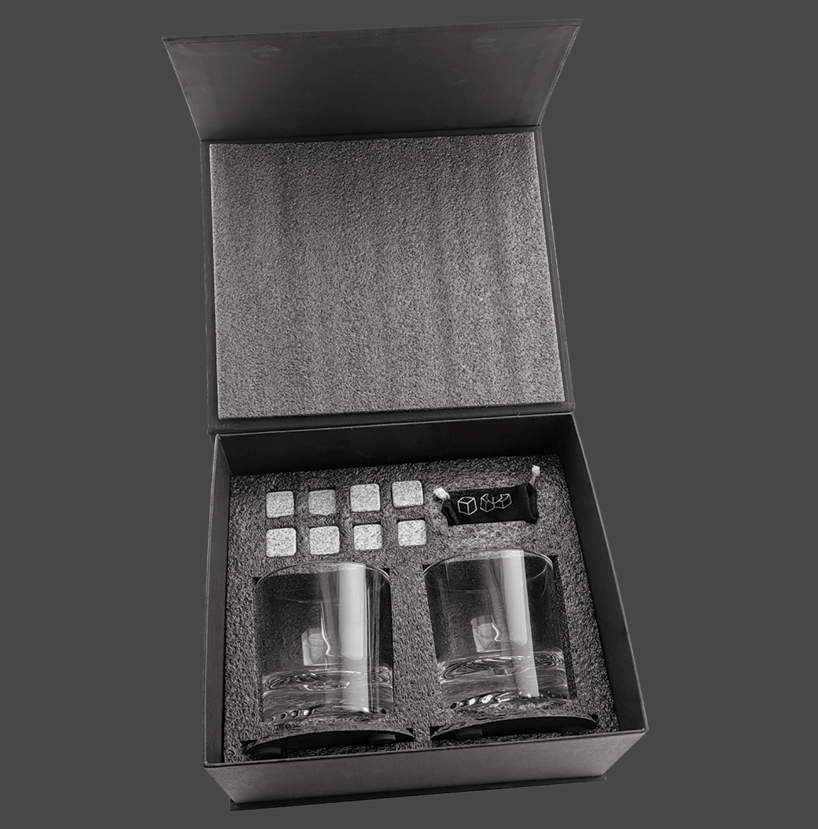 Whiskey Connoisseur's Gift Set | Custom Engraved Glasses, Stones & Slate Coasters