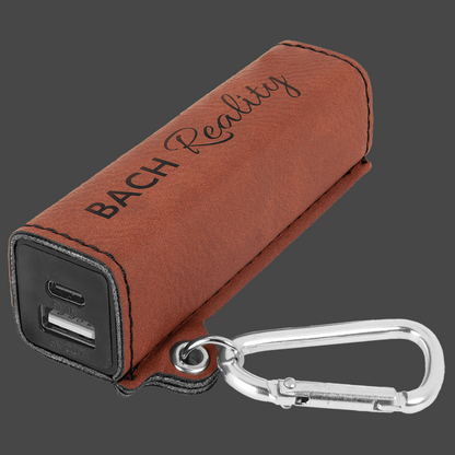 Engraved Vegan Leather USB-C Power Bank | Custom Logo Branded Portable Charger