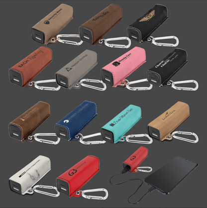 Engraved Vegan Leather USB-C Power Bank | Custom Logo Branded Portable Charger