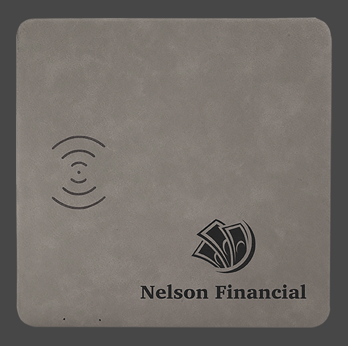 Vegan Leather Wireless Phone Charging Mat | Custom Engraved 8x8 Corporate Gift