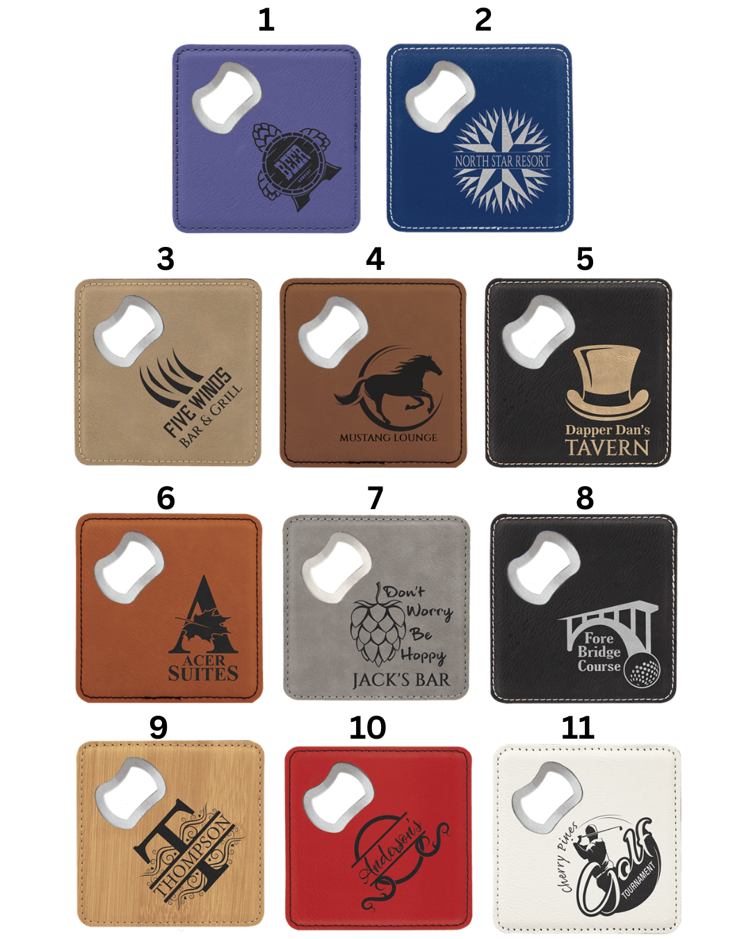 Custom Laser Engraved Leatherette Bottle Opener Coaster | Branded Corporate Gift