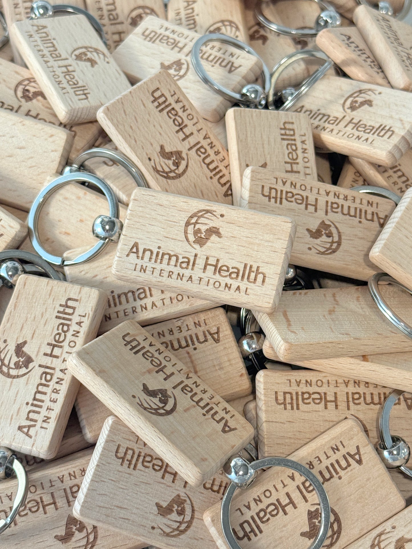Custom engraved wood keychain personalized with name