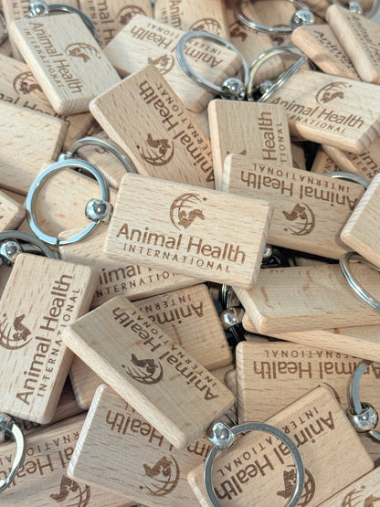 Custom engraved wood keychain personalized with name