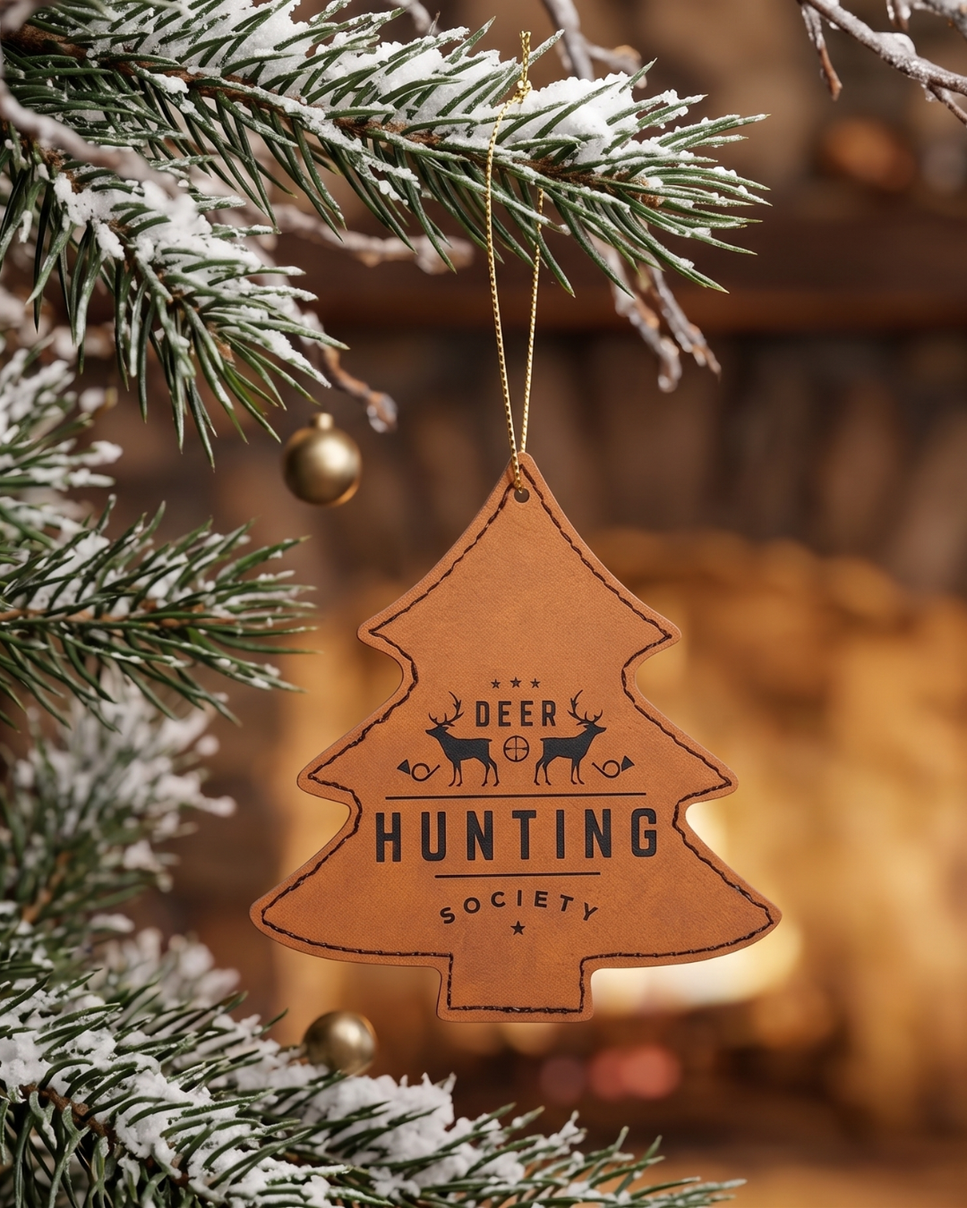 Custom Laser Engraved Leatherette Ornaments | Corporate Holiday Gift