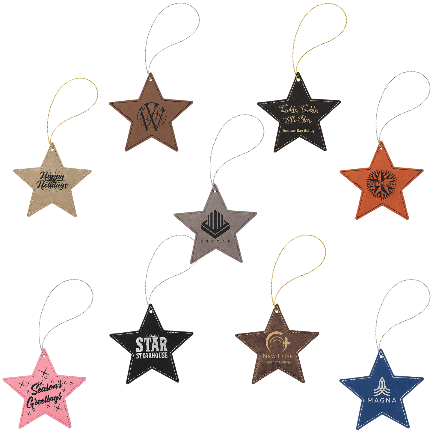 Custom Laser Engraved Leatherette Ornaments | Corporate Holiday Gift