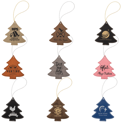 Custom Laser Engraved Leatherette Ornaments | Corporate Holiday Gift